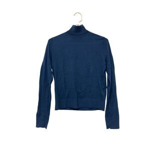 Massimo Dutti Womens Sweater S Small Blue Wool Cashmere Mock Neck NWOT